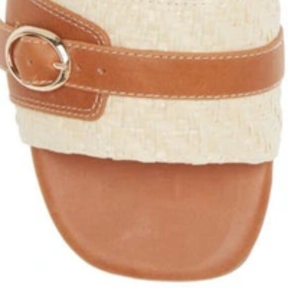 NEW Chocolat Blu Briella Slides GENUINE LEATHER & RAFFIA 5M3 - Picture 3 of 8